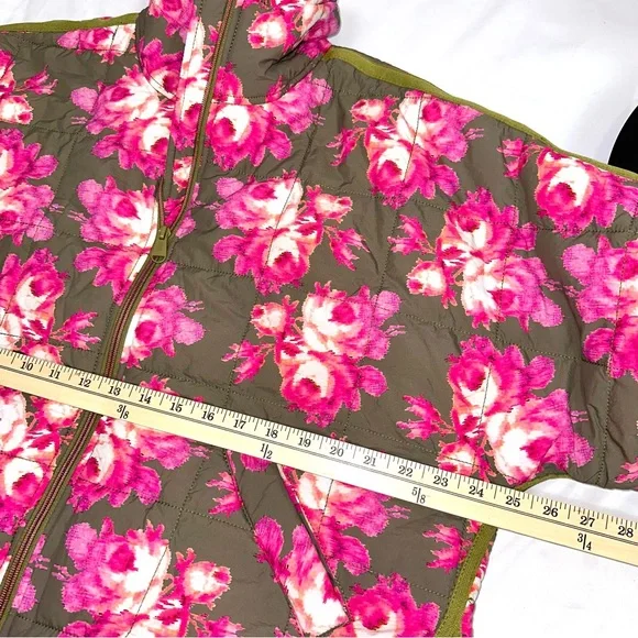Free People FP Movement Printed Pippa Packable Puffer Jacket Sz S Pink Rose NWT - Picture 13 of 16